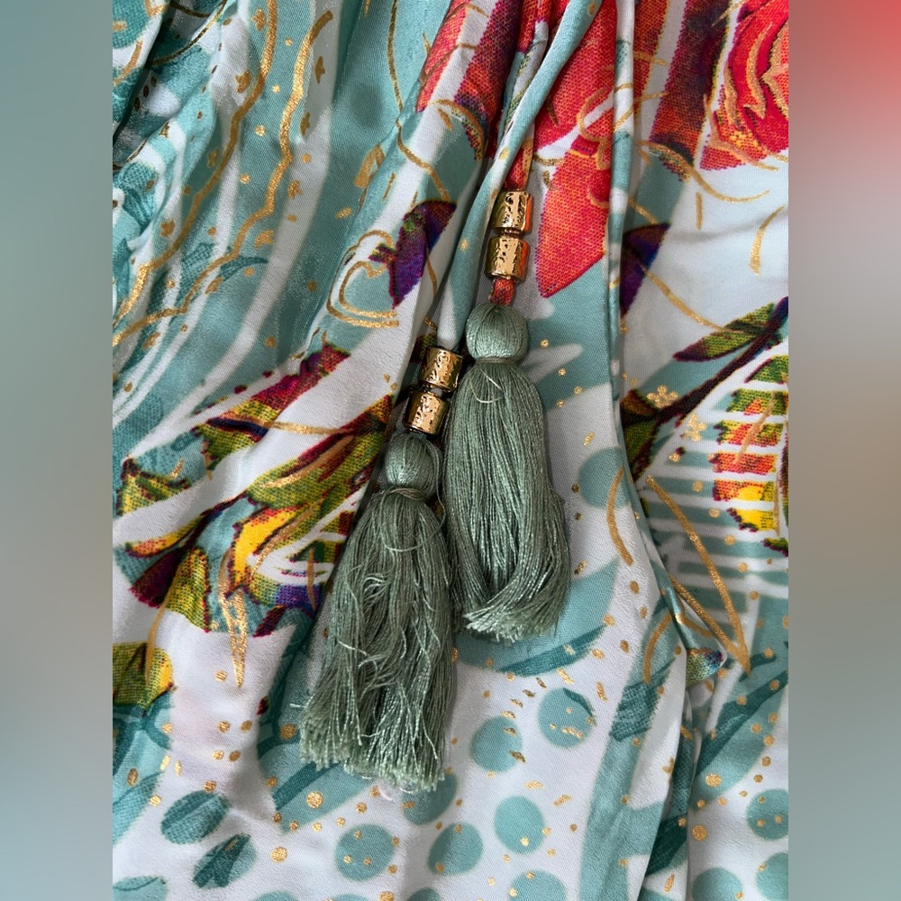 Silk 2-Piece Aqua Patterned Set - image 7